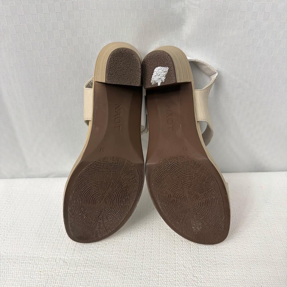 Naot Sandals Womens Size 6 Mode Block Heel White Taupe Adjustable Ankle Strap - Picture 10 of 10